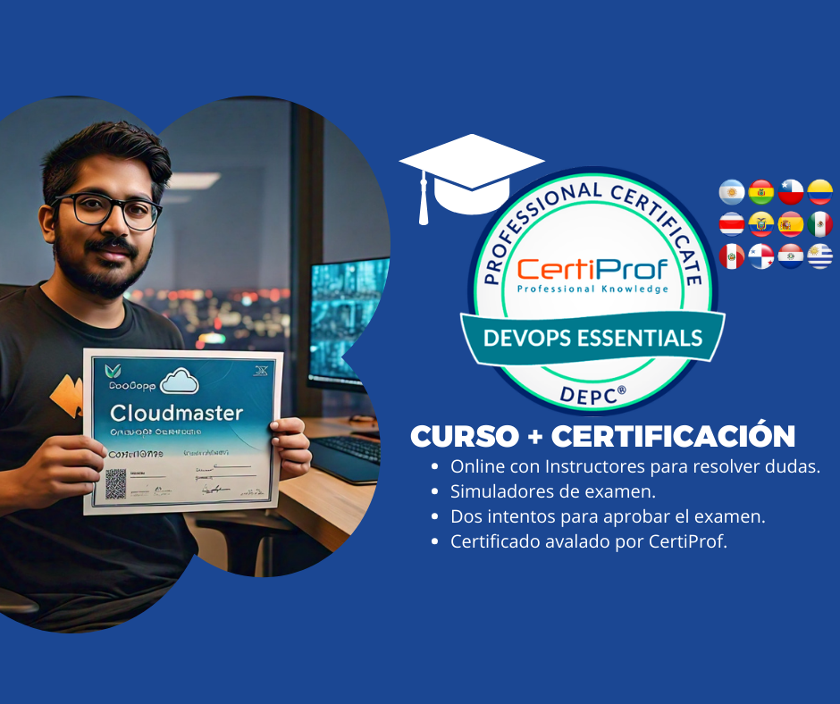 Curso de DevOps Essentials (Incluye examen de certificación) <br>$250.000 CLP – USD 280